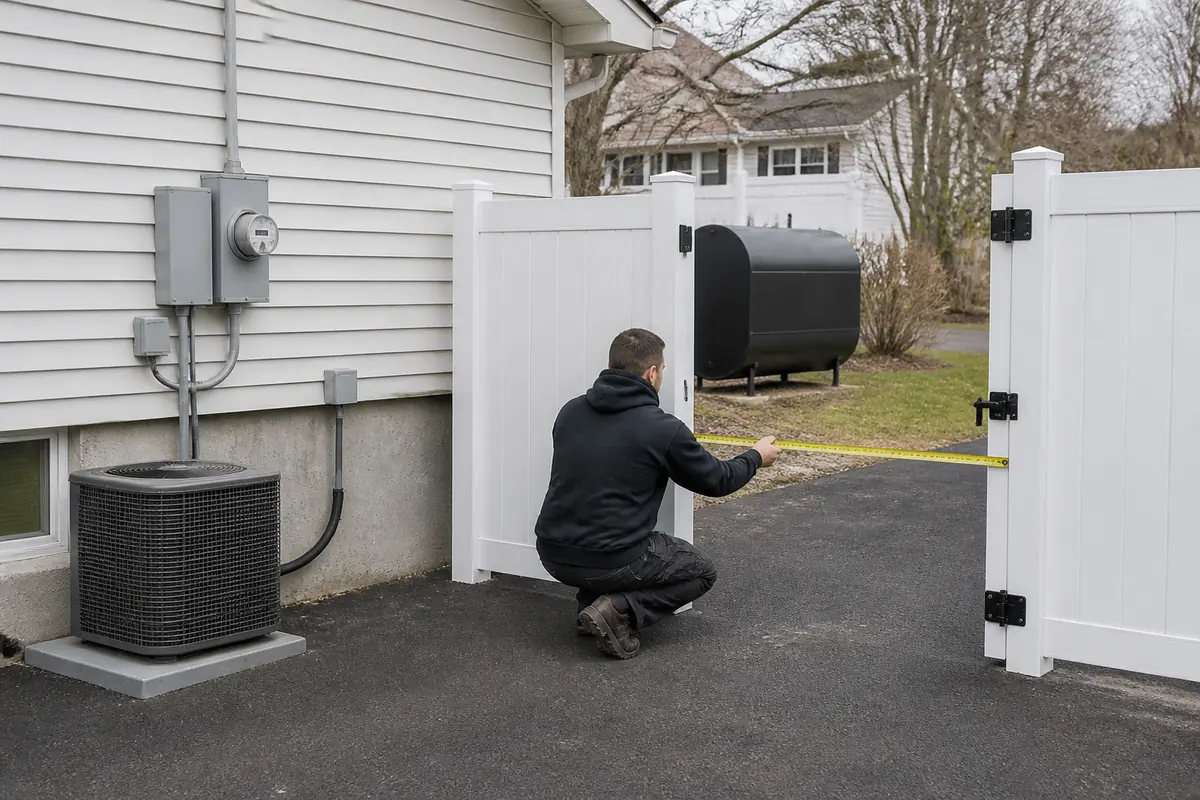 Specialist measuring side access to a residential oil tank